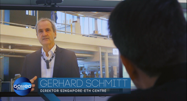 Galileo host Stefan Gödde speaking to Professor Gerhard Schmitt, principal investigator of Cooling Singapore via video conference.