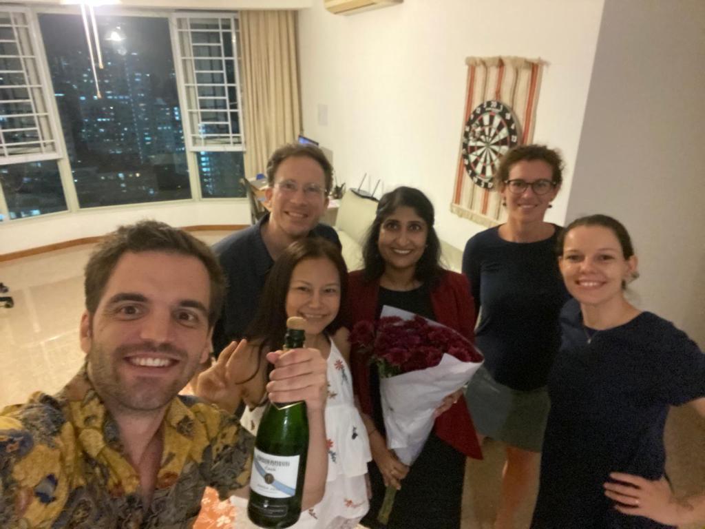 Tanvi celebrating with her friends after her PhD defense during Phase 2. (Photo credits: Tanvi Maheshwari)